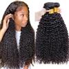 Huarisi Kinky Curly 3 Bundles (20 22 24 inch), Brazilian Human Hair Curly Weaves, 10A Unprocessed Curly Virgin Hair Bundles Real Hair Extensions for Black Women Sew in Double Weft