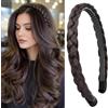 BOBIYA Fascia per capelli sintetici intrecciati treccia intrecciata con denti fascia per capelli accessori per donne ragazza (cioccolato)
