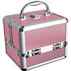 iGadgitz Home U7036 - Valigetta Trucchi Valigetta Beauty Case Trucchi Vanity Case Trucco Organizzatore Trucco - 4 Cassetti Pieghevoli, Scomparto Inferiore Grande e Maniglia - Rosa - Piccolo