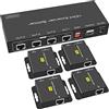 VEDINDUST HDMI Splitter Extender 1 in 4 Out 50m,Over Cat5e 6 7 Ethernet Trasmettitore Ricevitore Supporto Preimpostazioni EDID 1080p POC Solo Bisogno di Alimentazione TX per lavoro