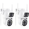 Reobiux 3K Telecamera Wi-Fi Esterno con Doppia Lente, Videocamera Sorveglianza Esterno con Visione Notturna a Colori, Rilevamento Umano, Audio Bidirezionale, Allarme Sonoro e Luminoso, IP66, 2 Pack