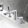 PHASAT Rubinetto per Vasca da Bagno a 3 Fori, con Doccetta e Tubo Flessibile, Miscelatore in Ottone per Bagno Caldo e Freddo Regolabile, Cromo