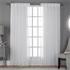 Exclusive Home Belgian PP Coppia di Tende a Pannello Belga, Lino, Effetto Jacquard, velate e plissettate, Poliestere, Bianco Invernale, W 50 x L 84 (2 Panels), 2 unità