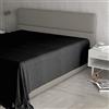 Italian Bed Linen Lenzuolo sopra "Max Color" 100% Cotone, Nero, Matrimoniale Maxi