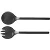 WENKO Set di 2 posate per insalata Nagy, forchetta da insalata e cucchiaio da portata in acciaio inox di alta qualità con finitura opaca, superficie di ripresa, accessori per la cucina nera, 29 x 7,5
