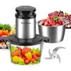 Becontrip Tritatutto da Cucina Elettrico, 500W 2L Tritatutto Elettrico con Motore in Rame, 2 Ciotole (Vetro + Acciaio Inox), 4 Lame Affilate, 2 Velocità, Mini Frullatore per Carne/Verdura/Baby Food