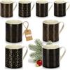 com-four® 8x tazze in ceramica 180 ml stile art déco, piccoli bicchieri vintage per espresso, americano, tè e vin brulé, ideali per bevande calde