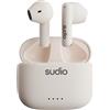Sudio A1 Snow White, Auricolari con Bluetooth, Touch Control con base di ricarica wireless compatta IPX4, cuffie silenziose con microfono integrato, Premium Crystal Sound
