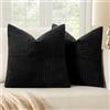 MIULEE Set di 2 Federe Cuscini per Divano in Velluto a Coste Moderno Morbido Decorativa Copricuscini per Divano Camera da Letto 50x50cm Nero
