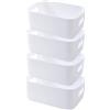 EURXLQ 4 Pezzi Cestini Portaoggetti Plastica Scatole Organizer con Manici,Contenitori per Armadio,Contenitore Plastica,Organizer Portaoggetti per Cucina Bagno Cosmetici (Bianco, 25×18×10 cm)