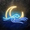 HFHungkeong Luce al neon a LED in acrilico con segni di luna e onda con interruttore dimmerabile, per camera da letto dei bambini, sala giochi, dormitorio, casa, bar, decorazione da parete, lampada notturna per