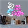 HFHungkeong But First Coffee - Insegna al neon grande, 5V USB, acrilico, interruttore dimmerabile, catena, 35,6 x 28,7 cm