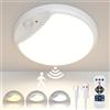 Hokone Plafoniera, Luce a Soffitto LED con Sensore di Movimento Ricaricabile e Telecomando, Dimmbar 10000mAh Luce Armadio Wireless Alimentata a Batteria per Armadio Doccia Scale Capannone Corridoio