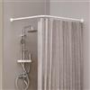 Crkmire Angolare Tenda Doccia, 99 - 174 cm x 139 - 214 cm Regolabile L Forma Doccia Rod 90 Gradi Tenda Rod per Bagno Vasca da bagno con 12 Anelli Ganci & Supporto Soffitto - Bianco