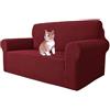 MAXIJIN Copridivano super elasticizzato per divano a 2 posti, coprisedili 1 pezzo Coprisedili jacquard Copridivano per cani Pet Friendly Fodera per divanetto aderente (2 posto, Rosso)