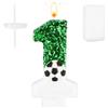Gosknor Candelina Calcio, Bianco Verde Decorazione per Torta da Calcio Candele con Numeri di Compleanno Paillettes Scintillanti Tema Calcio Decorazioni per Feste di Compleanno Celebrazioni (Numero 1)