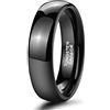 Zakk Anelli da donna e uomo in tungsteno nero lucido anello di fidanzamento fedi nuziali 2mm 4mm 6mm 8mm (6mm,55 (17.5))