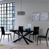 Stilprojectstore Tavolo da pranzo Allungabile Rettangolare in Vetro Nero e Gambe Acciaio Nero 160x90x75 - Altea