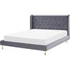 Beliani Letto matrimoniale in velluto grigio 160 x 200 cm