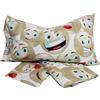 GX GARGIX GARGIX Completo letto lenzuola 100% cotone singolo una piazza sotto sopra federa smile (L-JL/SMI-BEIGE)