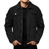 Genérico Giacca Cowboy Uomo Manica Lunga Trench Primavera E Autunno Originale Outwear Vintage Tinta Unita Colletto Bottoni Trench Multitasche Giacca Da Lavoro Cappotto, Nero , XL