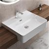 doporro Lavabo Semincasso 50 cm in Ceramica Bianco, Lavabo Bagno da Appoggio Rettangolare con Foro Rubinetto e Troppopieno, Rivestimento Nano Brüssel702