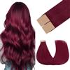GOO GOO Extension Capelli Veri Biadesivo, Extension Biadesive Capelli Veri, 35cm-25g, Rosso Borgogna