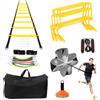 RAIN QUEEN Scaletta per Allenamento velocità e Agilità, Set di Allenamento Calcio Tennis, Paracadute, Fasce di Resistenza, 4 Ostacolo Regolabile, 20 Coni, Corda per Saltare