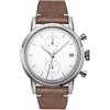 Undone Minimalist Silver Cronografo Ibrido Quarzo Meccanico Acciaio Bianco Pelle Marrone Vintage Orologio Uomo