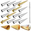 WishesMar 16Pz Cannoli Cono Set Acciaio Inox Cannoli Stampi per Croissant Shell Cream rol - Antiaderente Coni Baking Mold per Torte Pane Cream Horn Roll - Stampi da Forno a Forma di Tubi con Spazzola