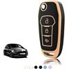 TOOMUME Cover Chiave TPU, Custodia Chiave Adatto per Ford Fiesta Focus Puma Mondeo Ecosport Explorer Kuga Ka Tourneo Connect Ranger F150, Copri Chiavi Guscio Chiave Auto Telecomando - Flip Key