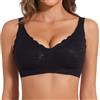 Joyshaper Reggiseno Donna Senza Ferretto Con Pizzo Imbottito Reggiseno Scollo V Bra Confortevole Bralette, Crema/Pizzo, S