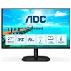 AOC 27B2DA - Monitor FHD da 27 pollici IPS, AdaptiveSync (1920 x 1080, 75 Hz, VGA, DVI, HDMI), colore: Nero
