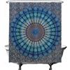 Ulticool Tenda da Doccia - con Mandala Blu - 180 x 200 cm - Lavabile - Impermeabile - con 12 Anelli