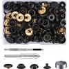 MSDADA Kit 37 Set Chiusure a Scatto Nero, Bottoni a Pressione Resistente per Abbigliamento Sportivo, Impermeabili, Tessuti Tecnici