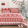 DXHOME Biancheria da letto, motivo natalizio, 155 x 220 cm, colore rosso, motivo invernale, per ragazze, ragazzi, regali per bambini, in morbida microfibra, copripiumino con chiusura lampo e 2 federe