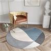 Chickwin Tappeto Salotto Rotondo Pelo Corto Antiscivolo, Stile Semplice Tappeti Moderno Super Morbido Grande per Decorativo Soggiorno Camera da Letto Cucina (Diametro 60cm,Stile Geometrico)