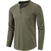 RQPYQF Maglietta da Uomo Manica Lunghe Casuale Henley Shirt Uomo T Shirt Vintage Maglietta Uomo CS13 Taglia S-XXL (Verde Militare, S)