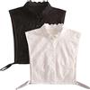 LoudSung Camicetta staccabile mezza camicia colletto finto colletto con volant floreale pizzo tipo elegante per donne ragazze, Pizzo-bianco&nero, 52