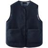 NZYIHAO Gilet da donna in pile Teddy, corto, tinta unita, senza maniche, con bottoni, basic, in cashmere, leggero, morbido, per autunno e inverno, per le mezze stagioni, caldo peluche, #06 blu., m