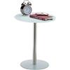 Relaxdays Tavolino Rotondo da Salotto in Vetro e Acciaio Inox, Tavolo da Caffè Salotto, HLP: 53 x 43 x 43 cm, Bianco