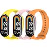 MoKo 3 Pezzi Cinturino Compatibile con Xiaomi Mi Band 9/Mi Band 8, Cinturini Sportivi di Ricambio in TPU Morbido, Arancione Scuro/Giallo/Rosa