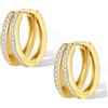 ALEXCRAFT Orecchini Cerchio Argento 925 in Oro 14K, Oro Orecchini Anallergici Donna, Orecchini Doppia C con Confezione