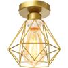 TOKIUS Plafoniera vintage E27 Lampadario Soffitto Industriale Metallo Gabbia ferro Nero per Corridoio Portico Camera da Letto