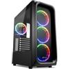 Sharkoon Case Sharkoon TK5M RGB - Mid-Tower ATX, Pannello frontale con rete di areazione, Pannello laterale in vetro temperato, 4 ventole LED RGB 120mm preinstallate