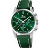 Lotus Orologio Uomo 18990/3 Chrono cassa di Acciaio inossidabile 316l Grigio cinturino in Pelle Verde