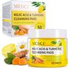 WeiWeiLa Turmeric Kojic Acid Cleansing Pads 50PCS, Tamponi Detergenti Alla Curcuma, cuscinetti per il viso all'acido cogico alla curcuma per il viso alla curcuma, bilanciare olio e acqua per la pelle, delicati