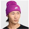 Nike U Nk Peak Beanie Tc Fut F24 L Berretto Viola Logo Bianco