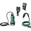 Bosch Home and Garden Bosch Pompa sommersa a batteria GardenPump 18V-2000, kit di prolunga (con attacchi a parete e al serbatoio e tubo flessibile da giardino da 2,5 m, confezione in cartone) Verde Acqua