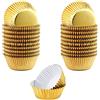 LUKIUP 100 pirottini per muffin, diametro 5 x 3 cm, mini foglio di alluminio, tazza di carta, inserto per torta, tazza per torta dorata usa e getta, piccoli, utilizzati per bicchieri di carta, torte